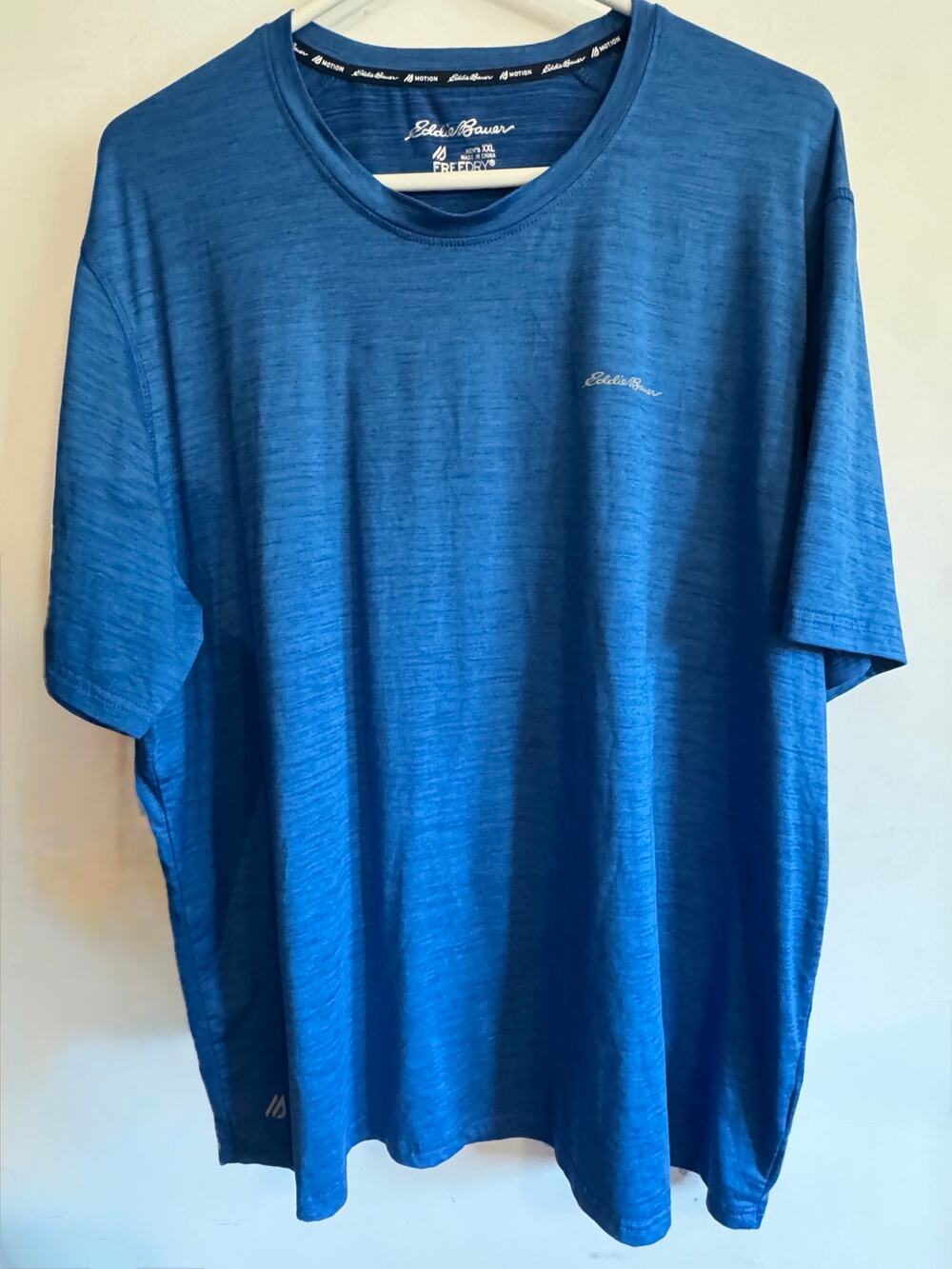 Eddie Bauer Motion FreeDry Shirt Men XXL Blue Heather Performance Athletic Tee